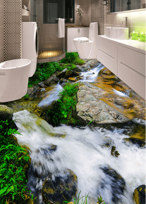 3D Rugged Stream Floor Mural Wallpaper AJ Wallpaper 2