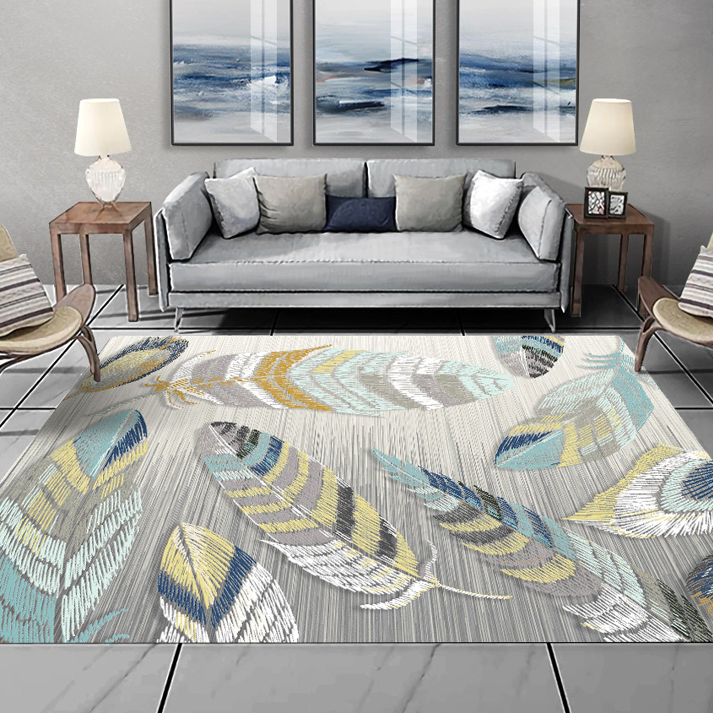 3D Colored Feather WG312 Non Slip Rug Mat Mat AJ Creativity Home