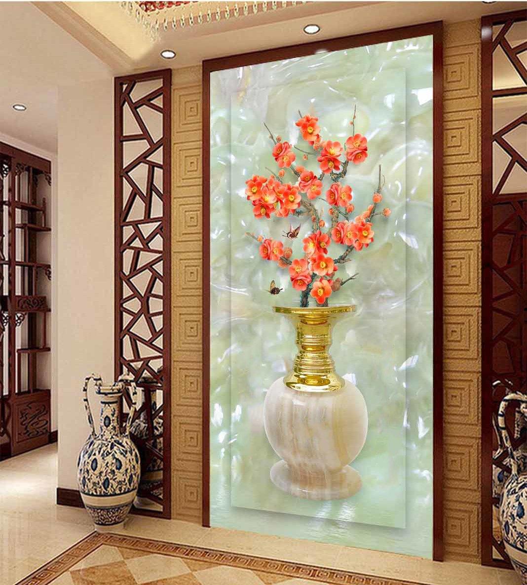 3D Vase Flowers 383 Wallpaper AJ Wallpaper