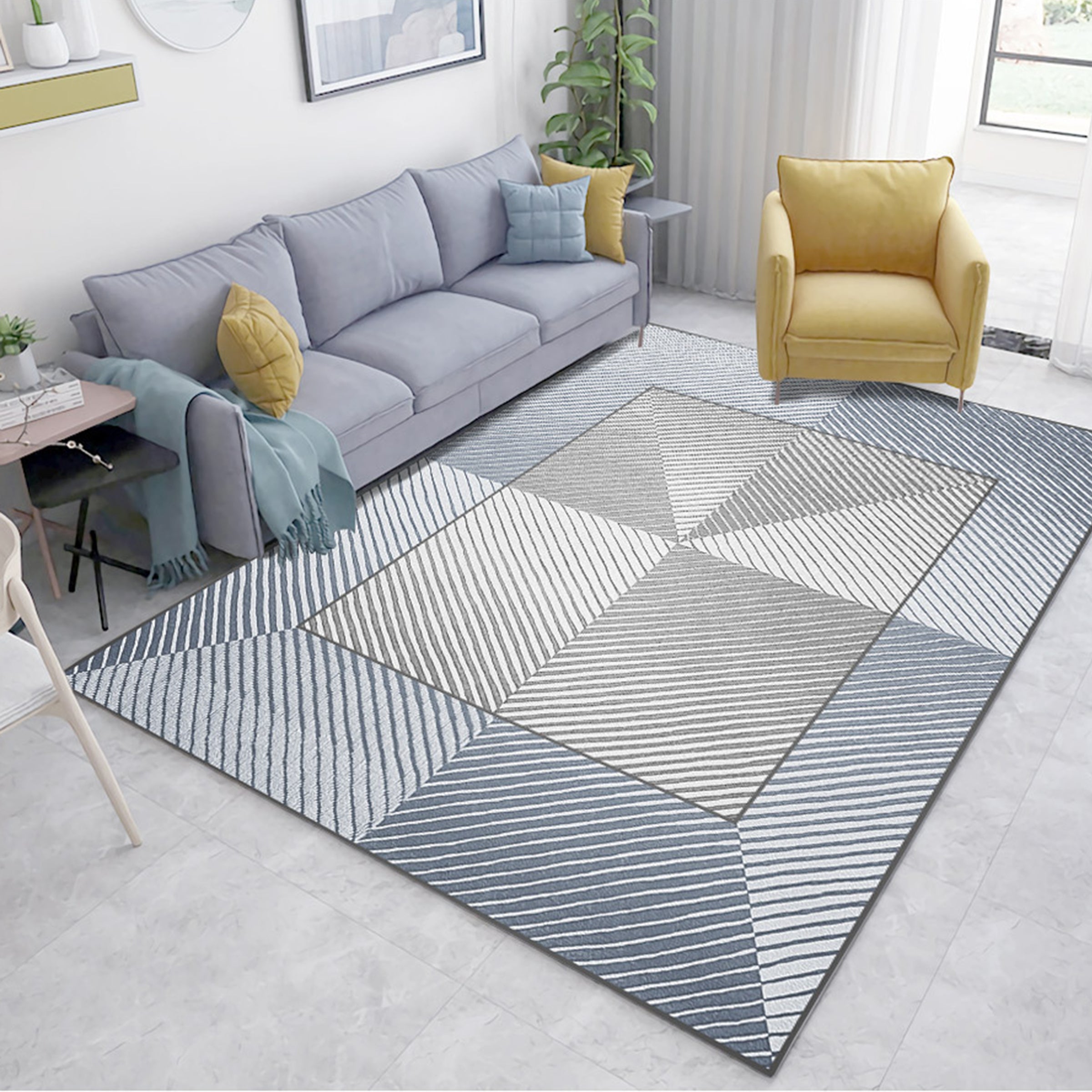 3D Light Blue Square WG048 Non Slip Rug Mat Mat AJ Creativity Home