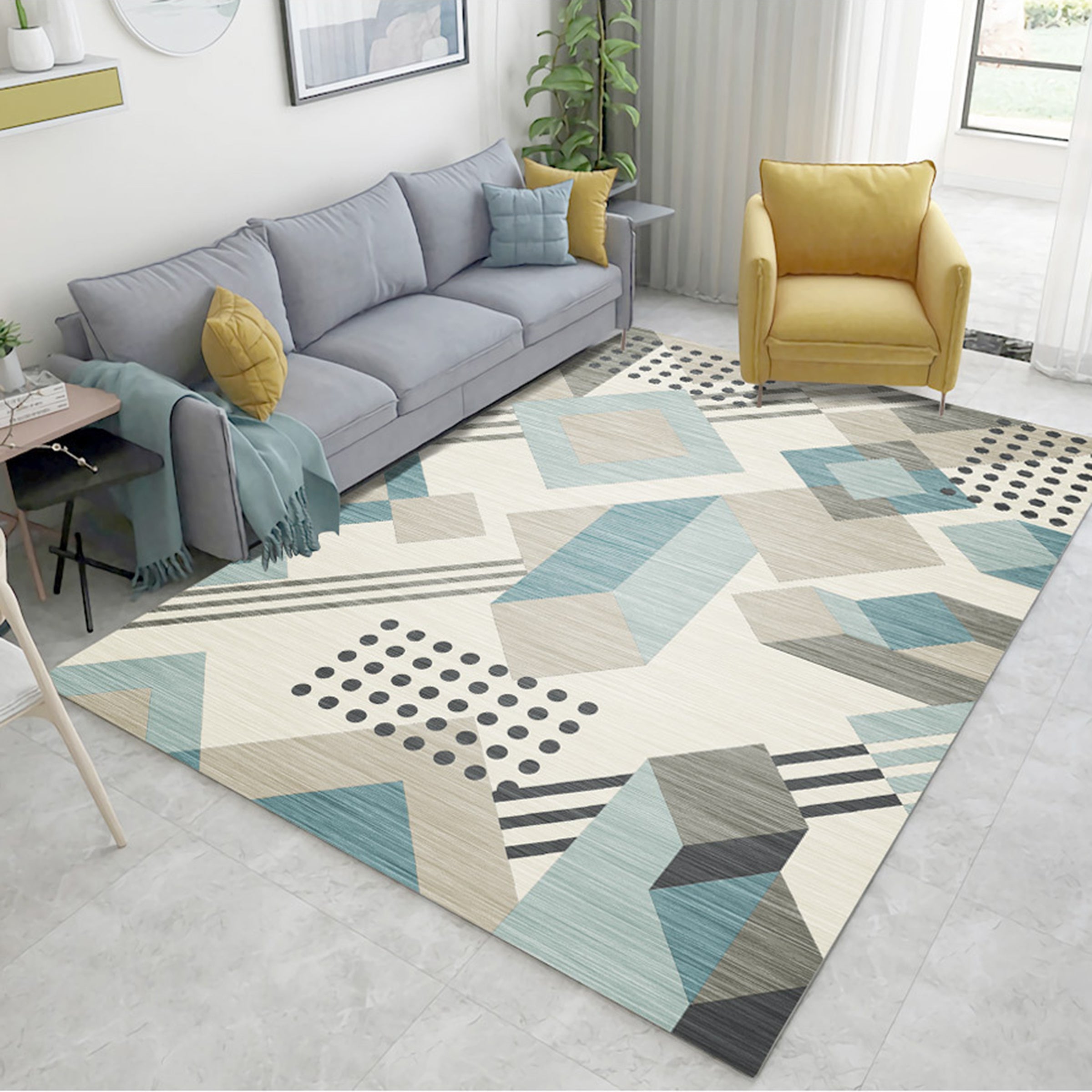 3D Color Geometry WG303 Non Slip Rug Mat Mat AJ Creativity Home