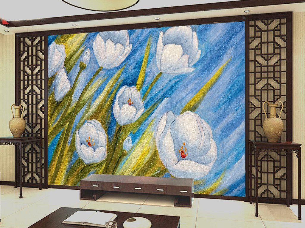 White Tulips Wallpaper AJ Wallpaper