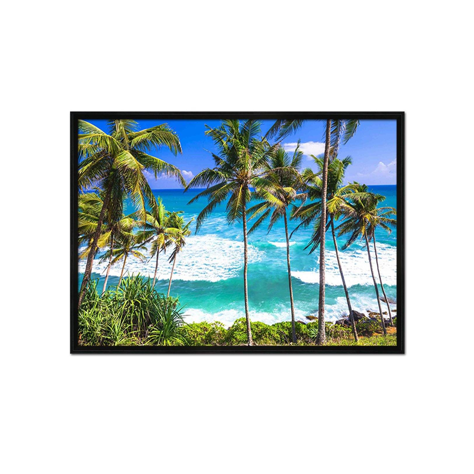 3D Sea Coconut Tree 006 Fake Framed Print Painting Wallpaper AJ Creativity Home