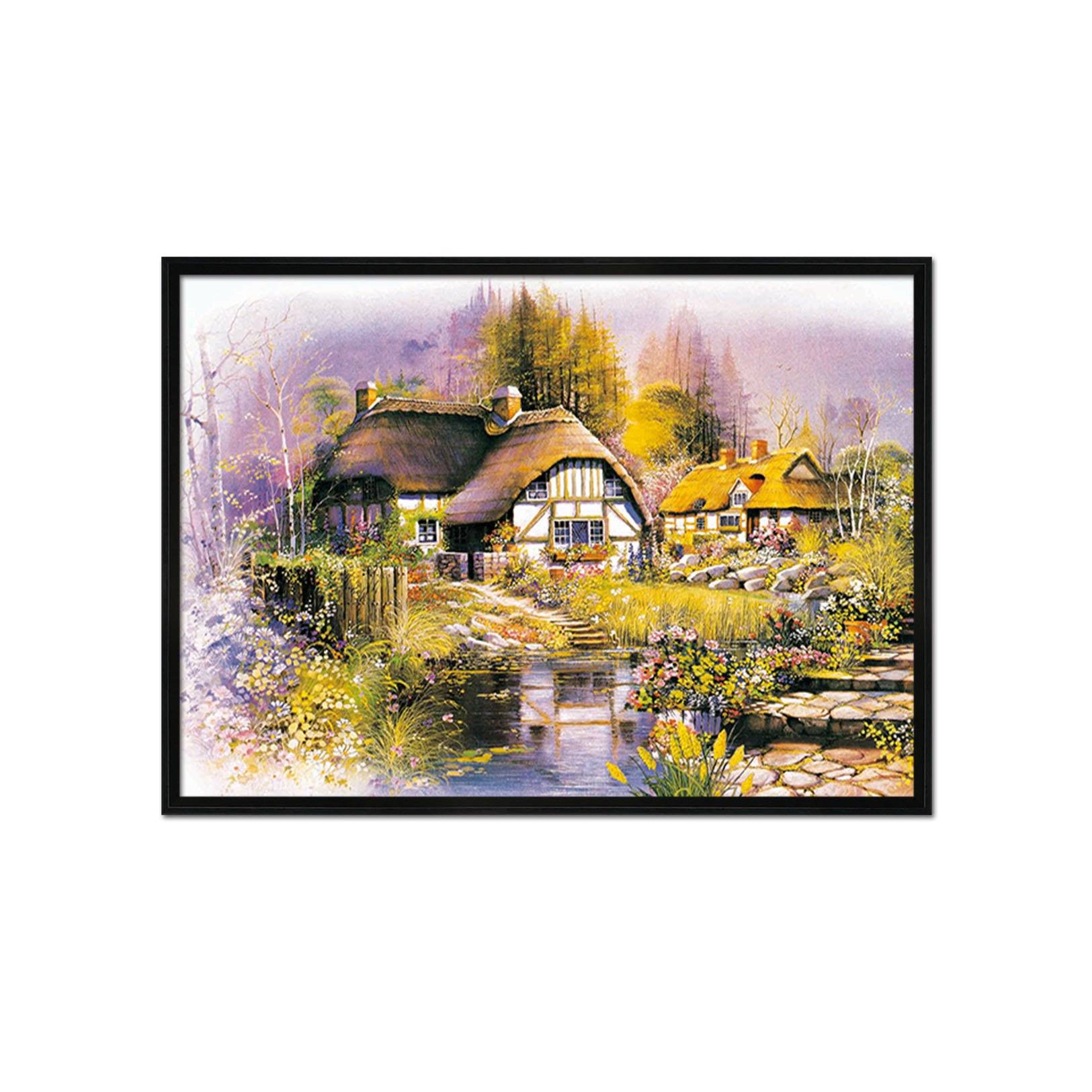 3D Thatched Cottager 021 Fake Framed Print Painting Wallpaper AJ Creativity Home
