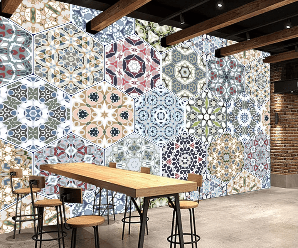 3D Hexagonal Color Pattern 346 Wallpaper AJ Wallpaper 2