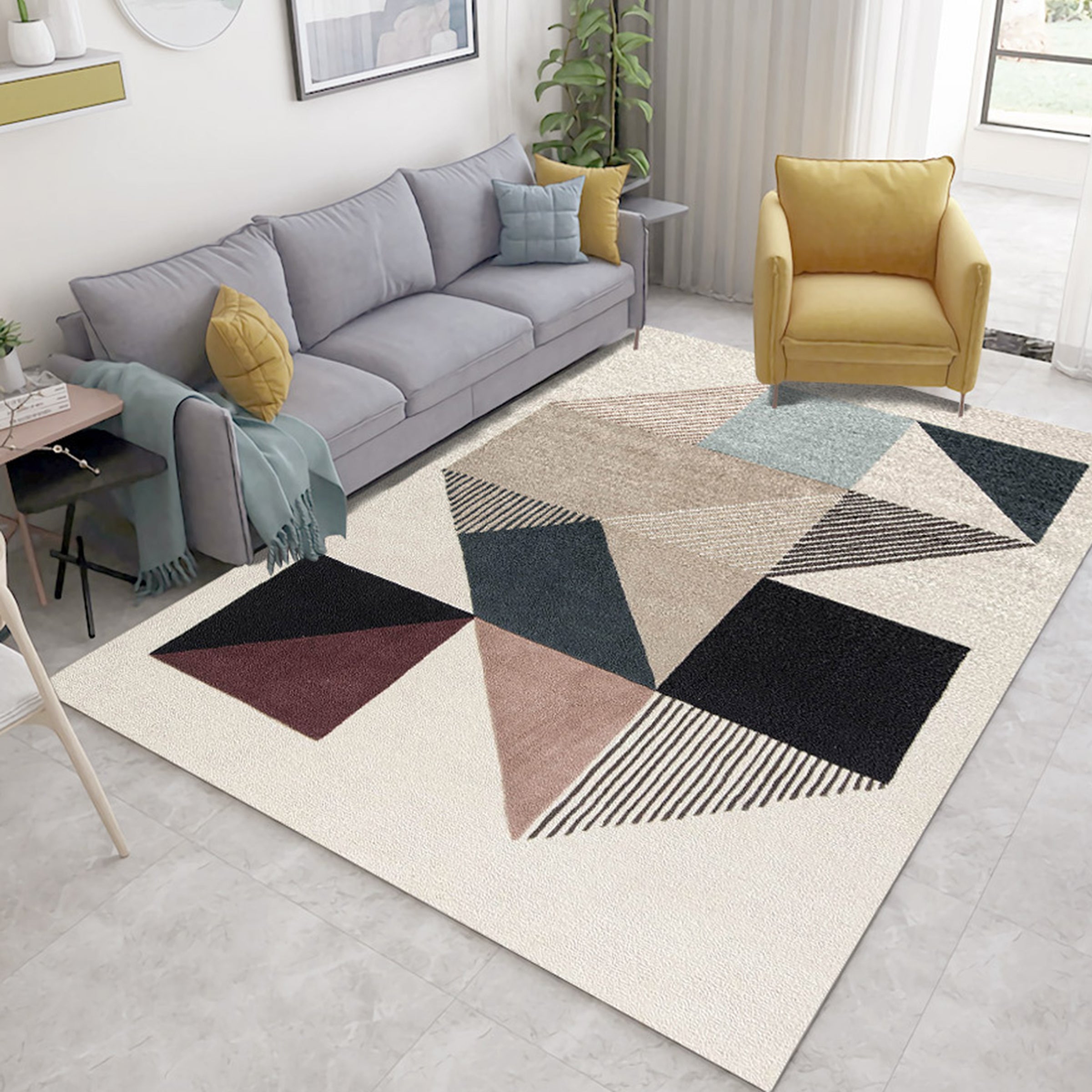 3D Gray Geometry WG032 Non Slip Rug Mat Mat AJ Creativity Home