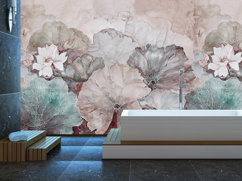 3D Lotus Pond 474 Wall Murals Wallpaper AJ Wallpaper 2