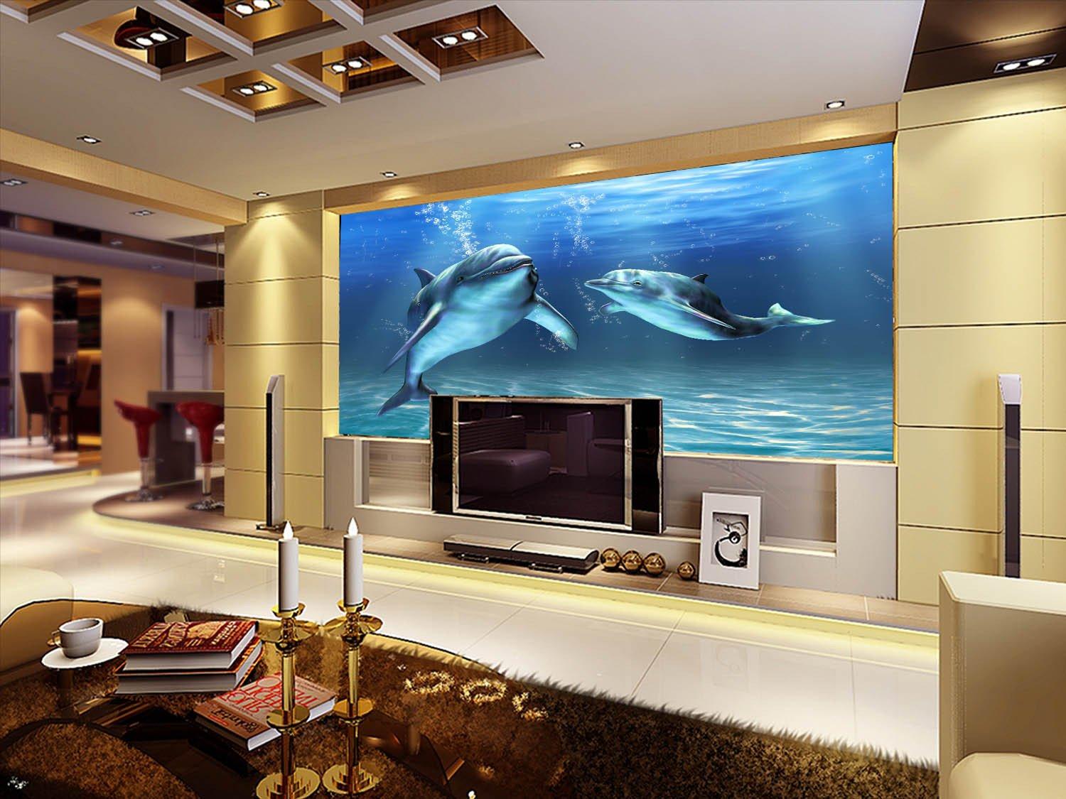 Two Swimming Dolphins Wallpaper AJ Wallpaper