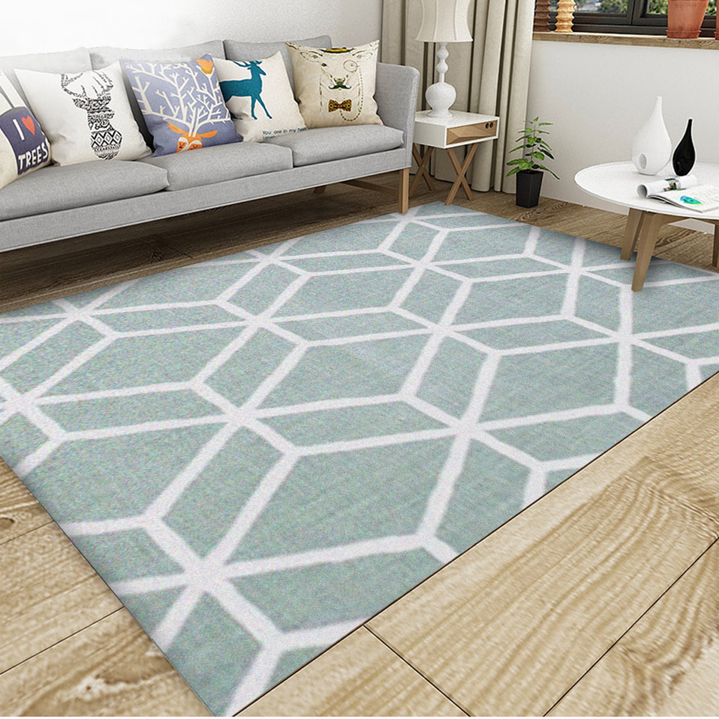 3D Light Green Geometry WG171 Non Slip Rug Mat Mat AJ Creativity Home