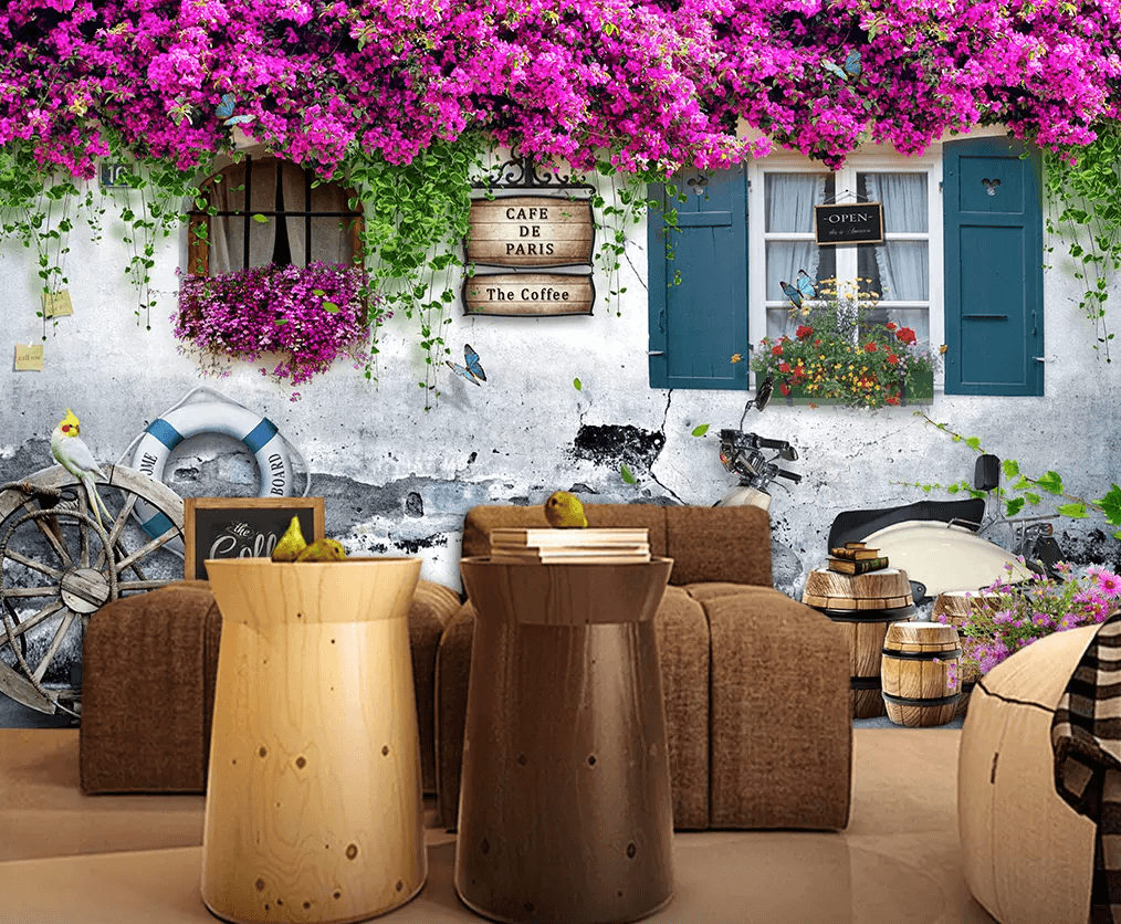 3D Vine Flower Window 198 Wallpaper AJ Wallpaper 2