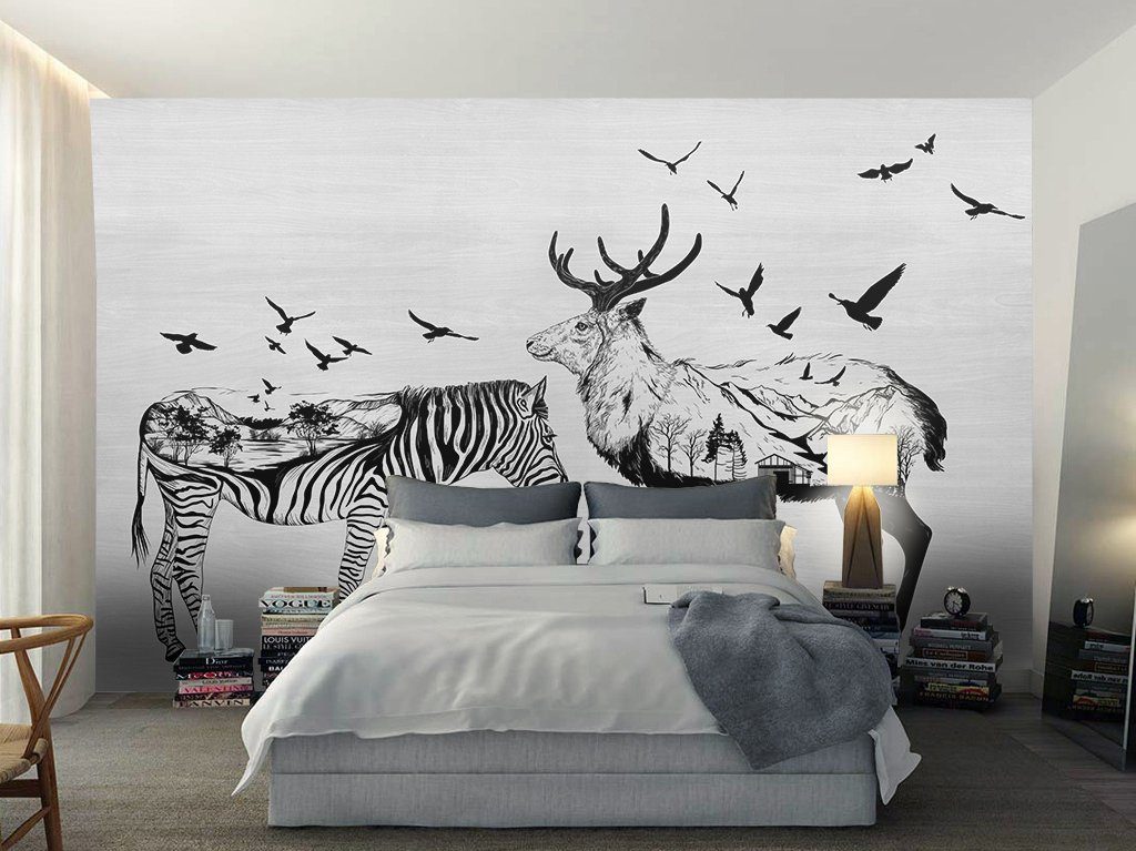 3D Zebra Antelope 357 Wall Murals Wallpaper AJ Wallpaper 2