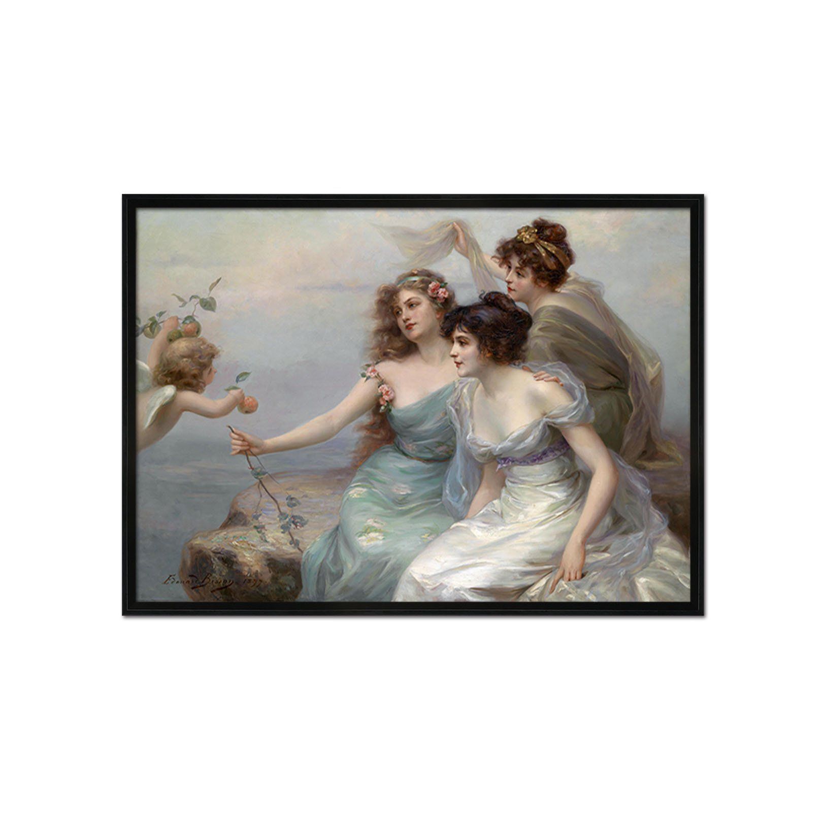 3D Beauties And Angel 1 Fake Framed Print Painting Wallpaper AJ Creativity Home