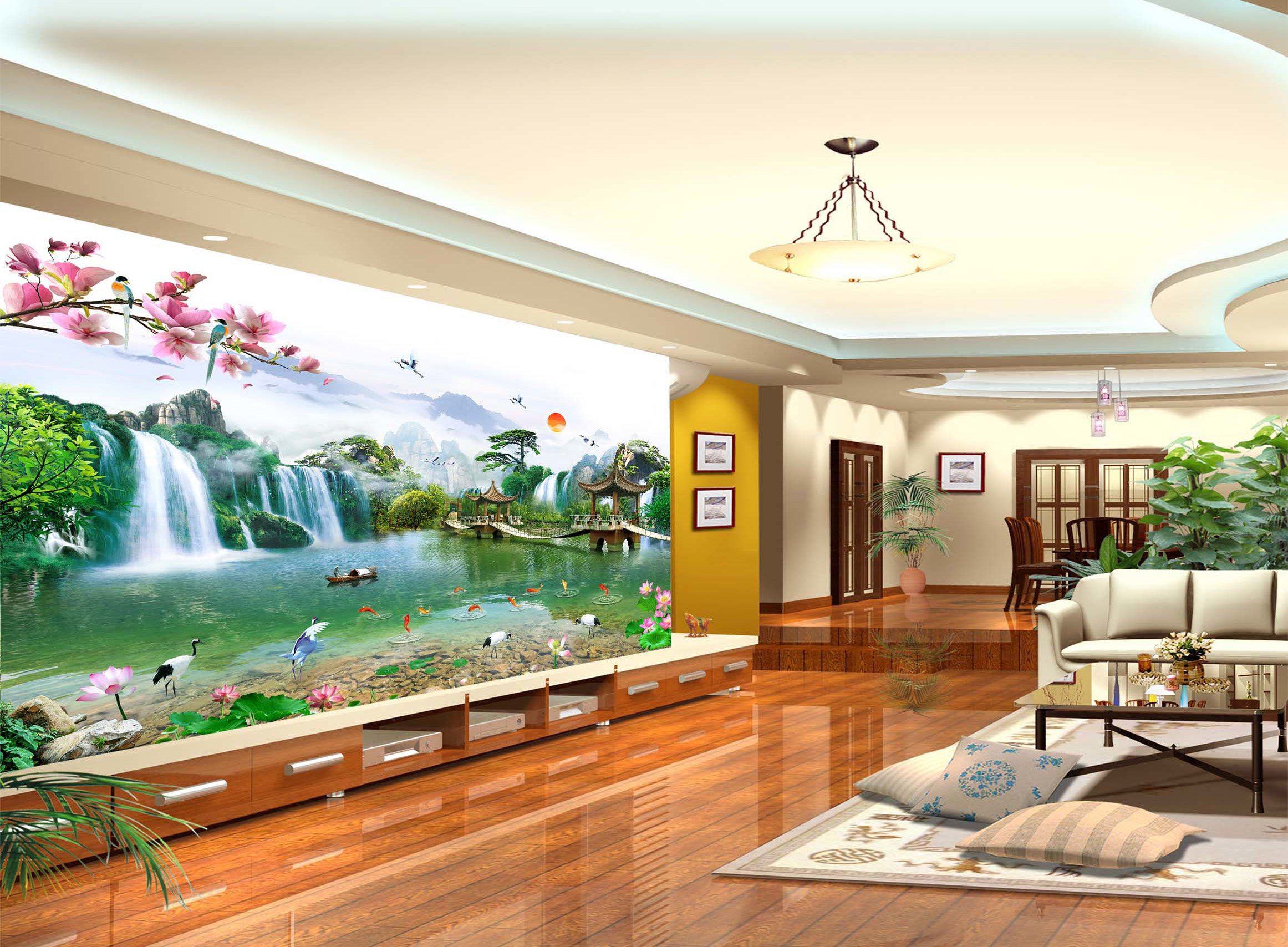 3D Pavilion Wooden Bridge 283 Wallpaper AJ Wallpaper