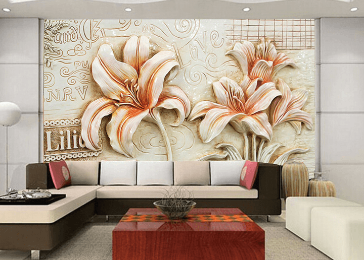 Anaglyph Lilies Wallpaper AJ Wallpaper