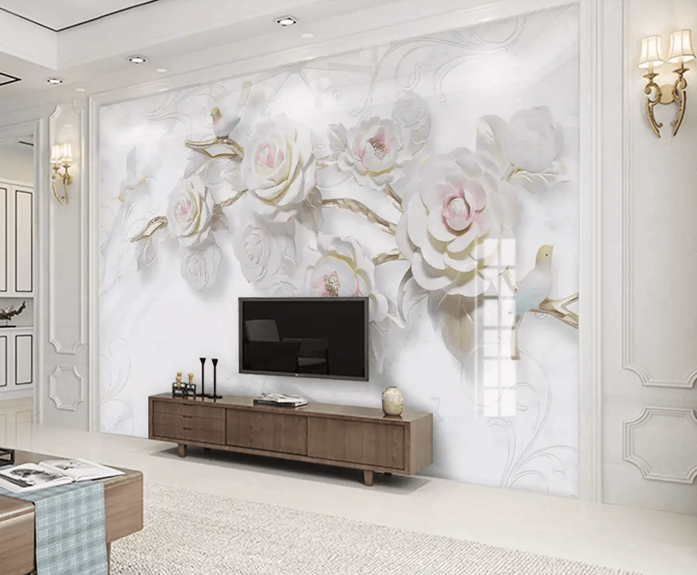 3D White Flower 267 Wallpaper AJ Wallpaper 2