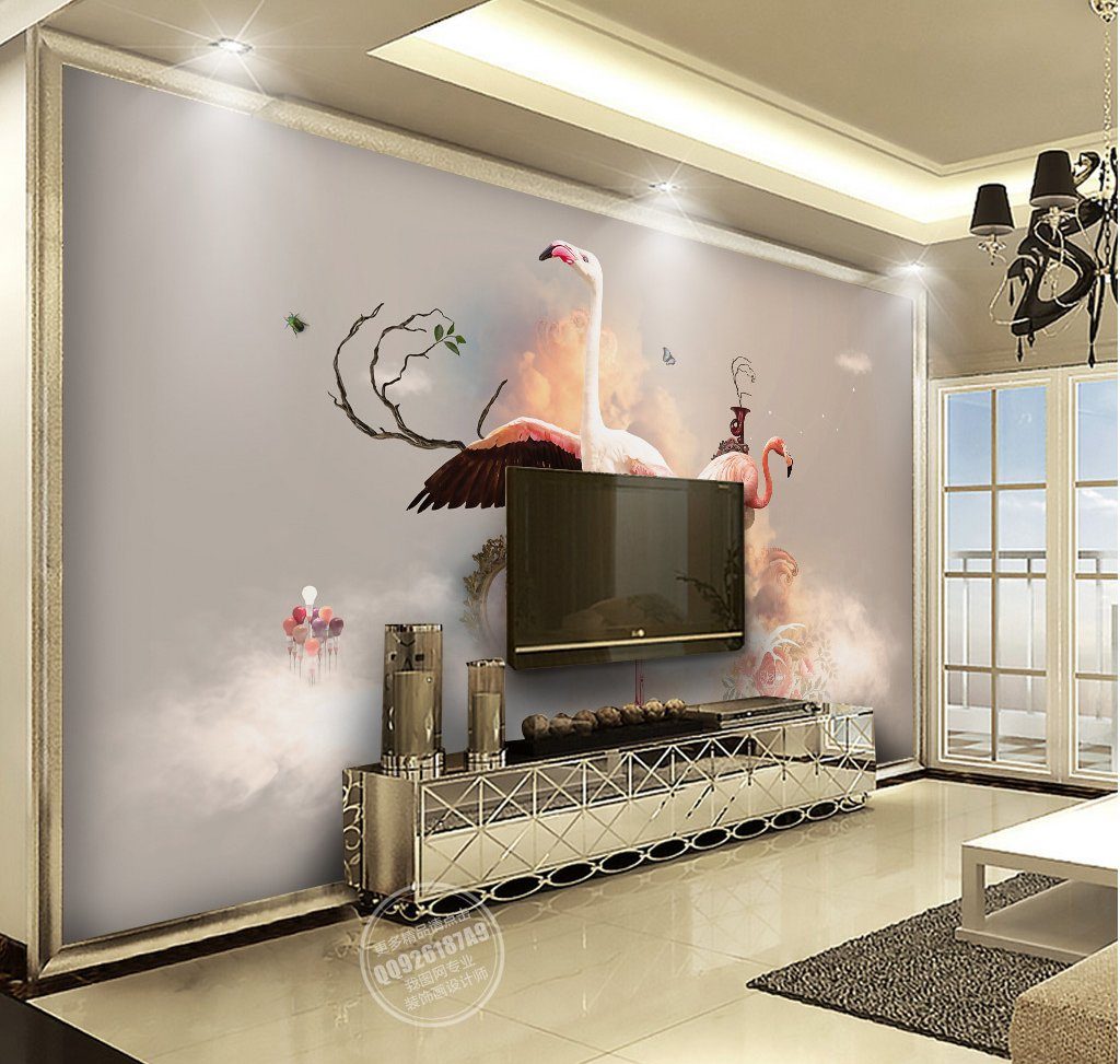 3D Flamingo 429 Wall Murals Wallpaper AJ Wallpaper 2