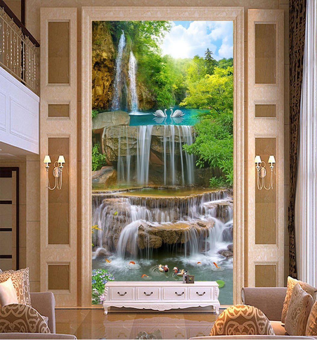 3D Moss Swan 376 Wallpaper AJ Wallpaper