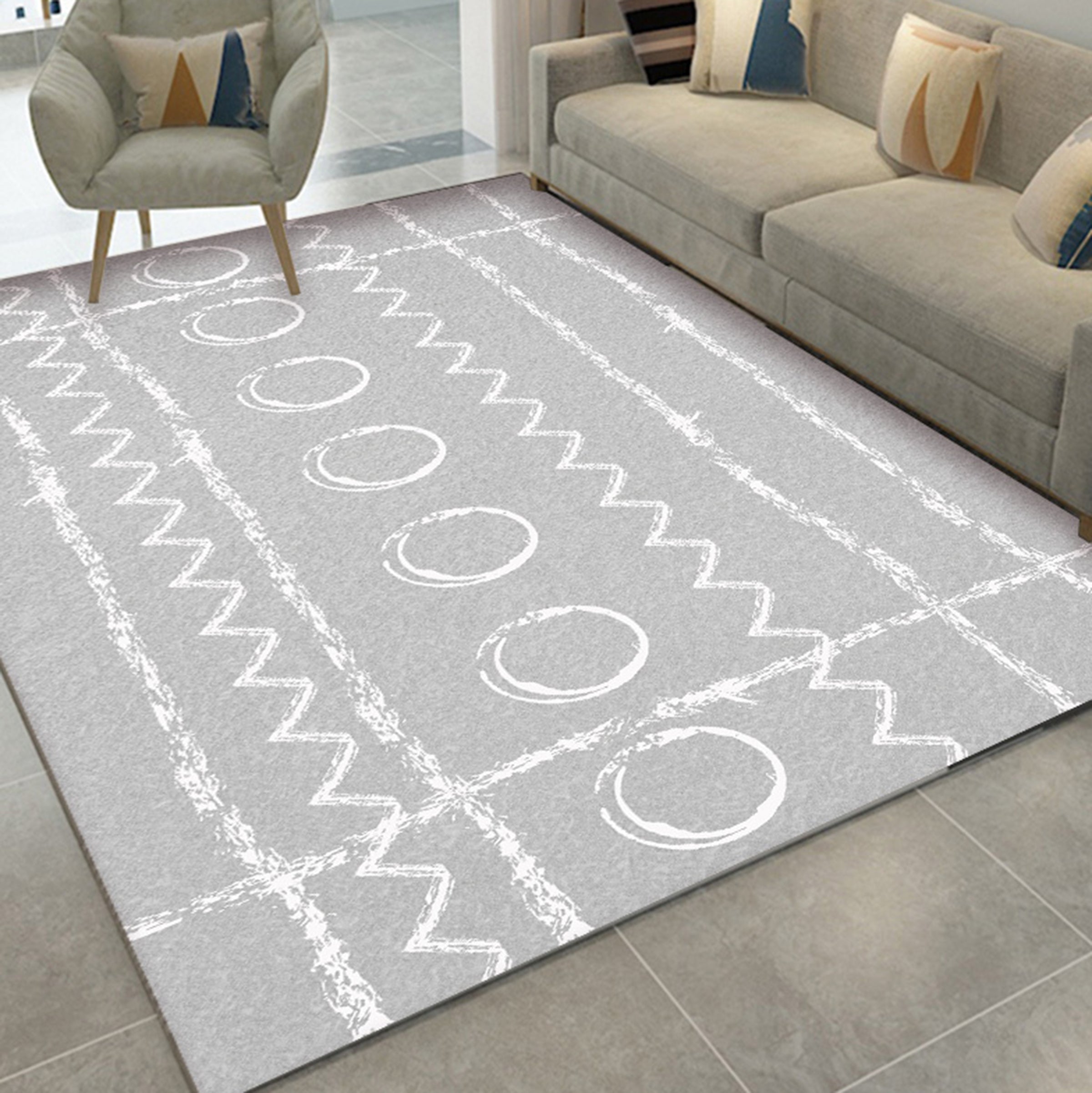 3D White Circle WG441 Non Slip Rug Mat Mat AJ Creativity Home