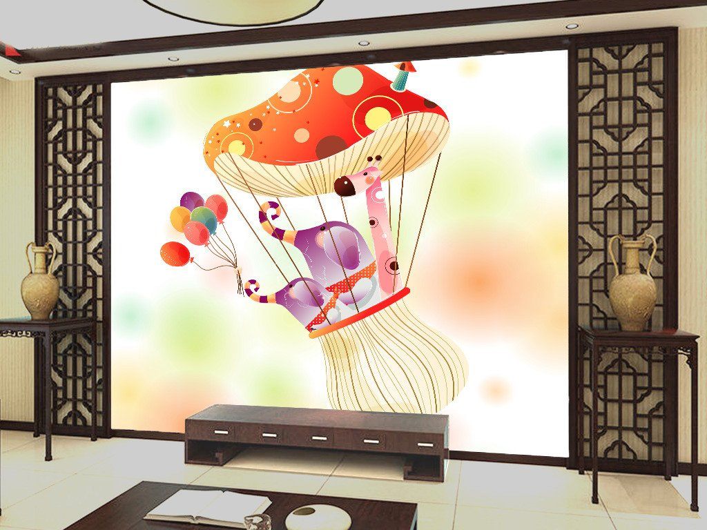 Mushroom Flying Balloon Wallpaper AJ Wallpaper
