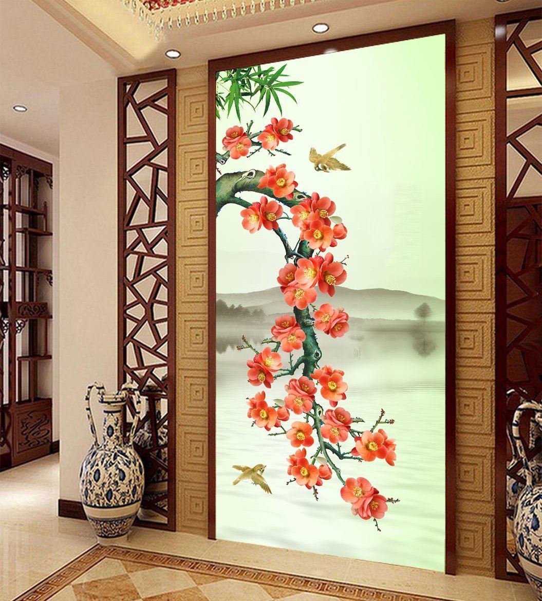 3D River Flower Bird 384 Wallpaper AJ Wallpaper
