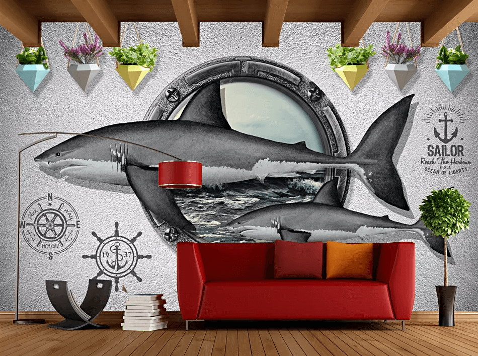 3D Doodle Shark Anchor 130 Wallpaper AJ Wallpaper 2