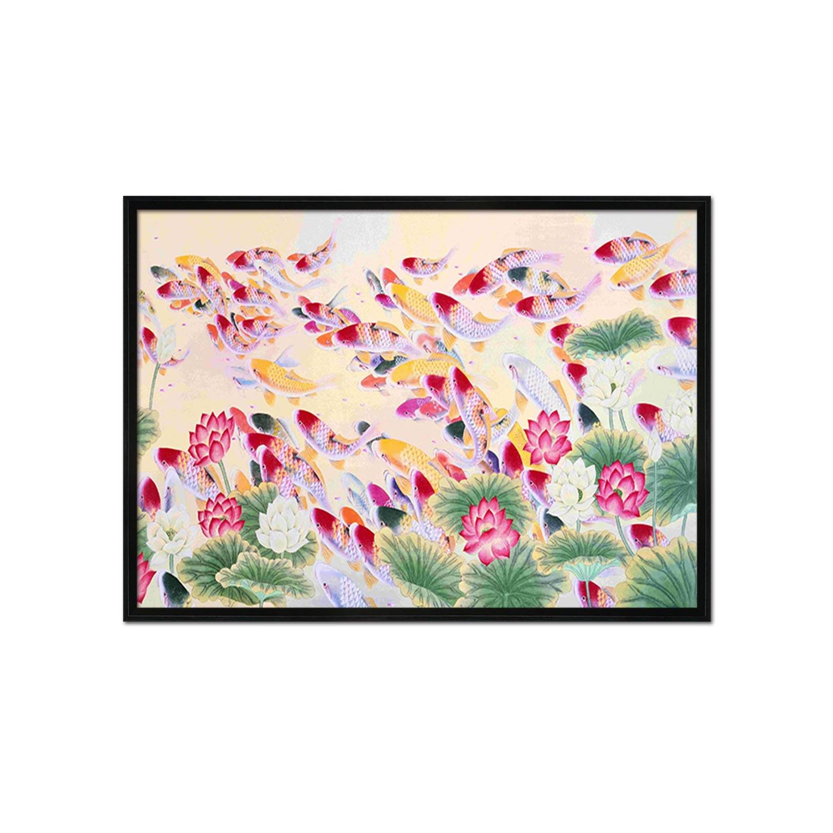 3D Fish School 016 Fake Framed Print Painting Wallpaper AJ Creativity Home