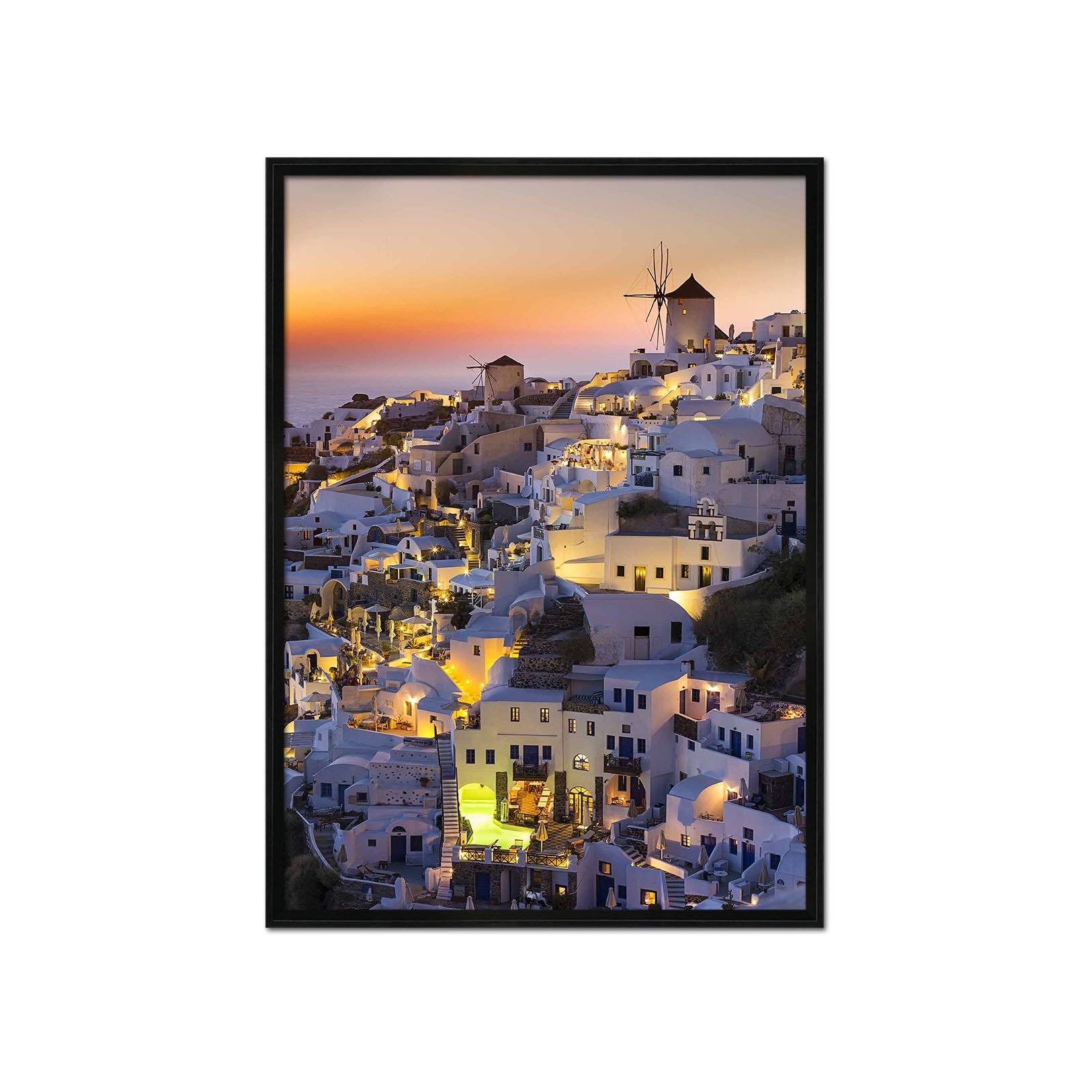 3D Santorini Island 2 Fake Framed Print Painting Wallpaper AJ Creativity Home