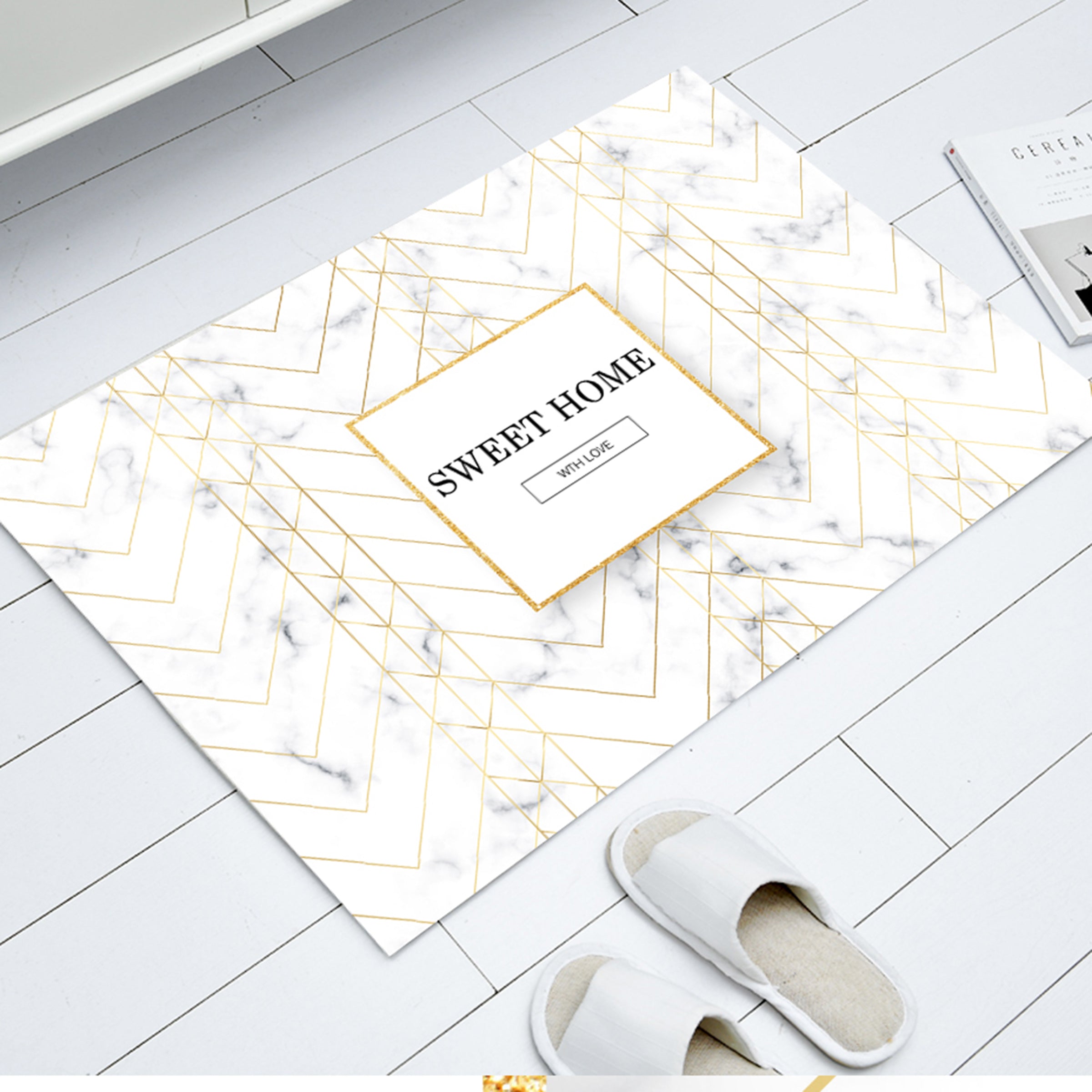 3D Golden Lines WG215 Non Slip Rug Mat Mat AJ Creativity Home