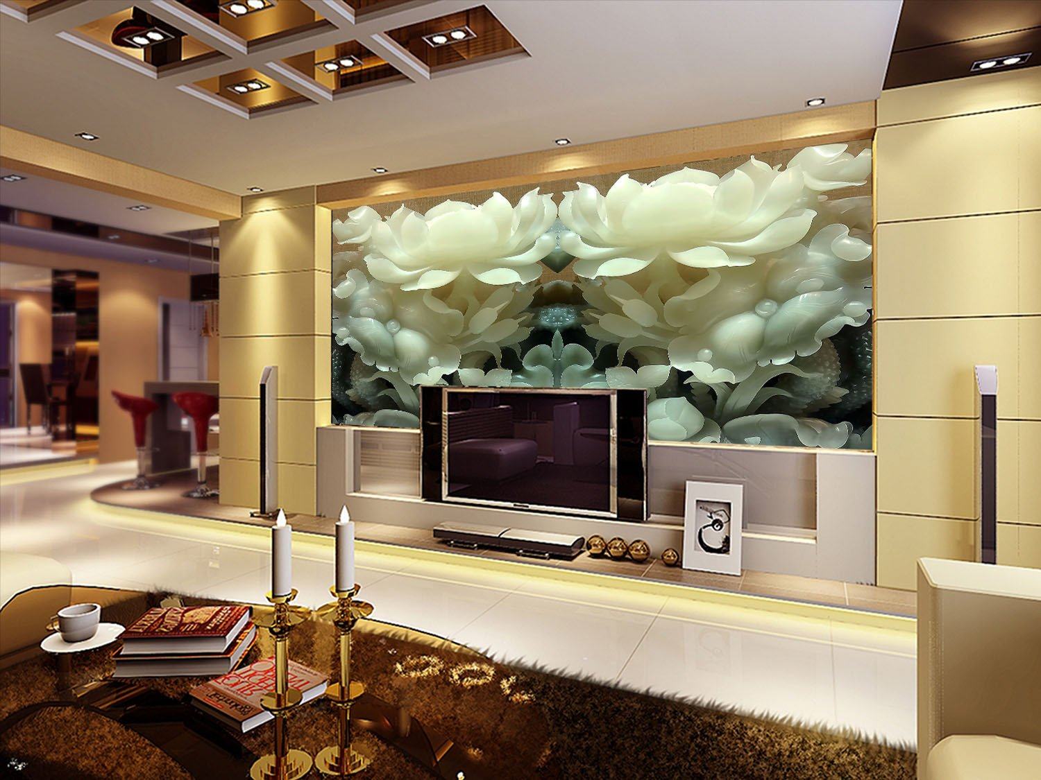 Jade Carving Pure Lotus Wallpaper AJ Wallpaper 2