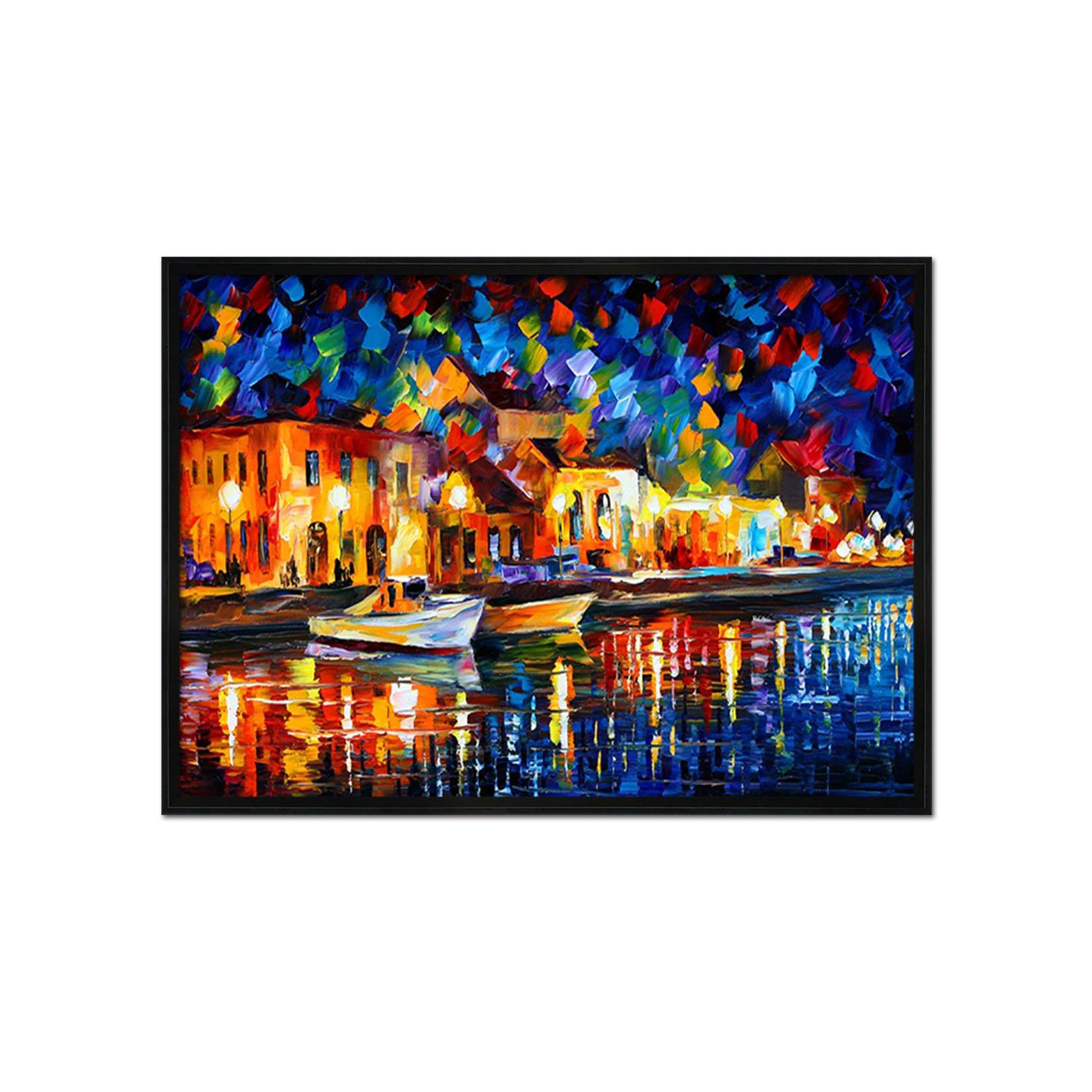 3D Boat Docked 026 Fake Framed Print Painting Wallpaper AJ Creativity Home