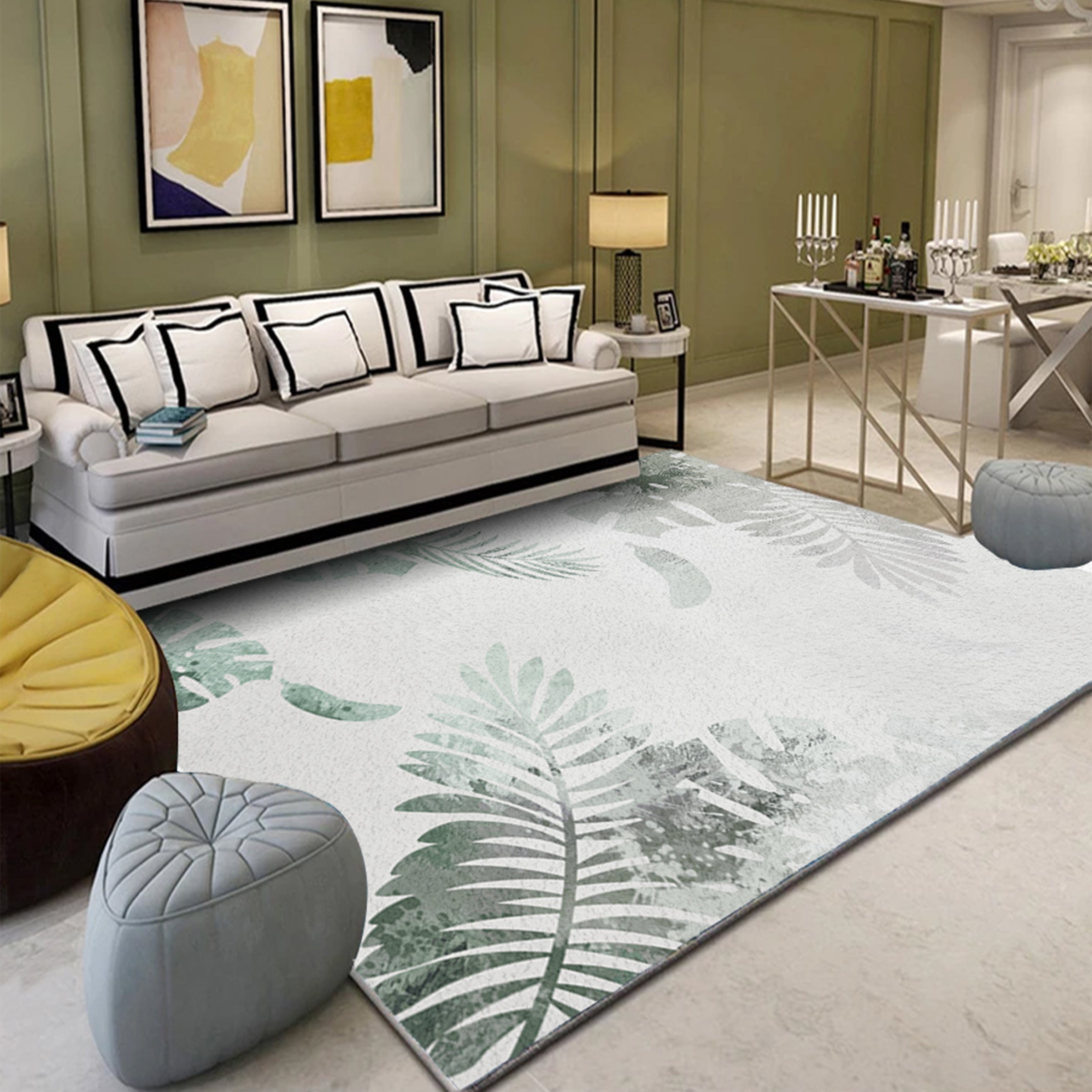 3D Green Leaves WG139 Non Slip Rug Mat Mat AJ Creativity Home