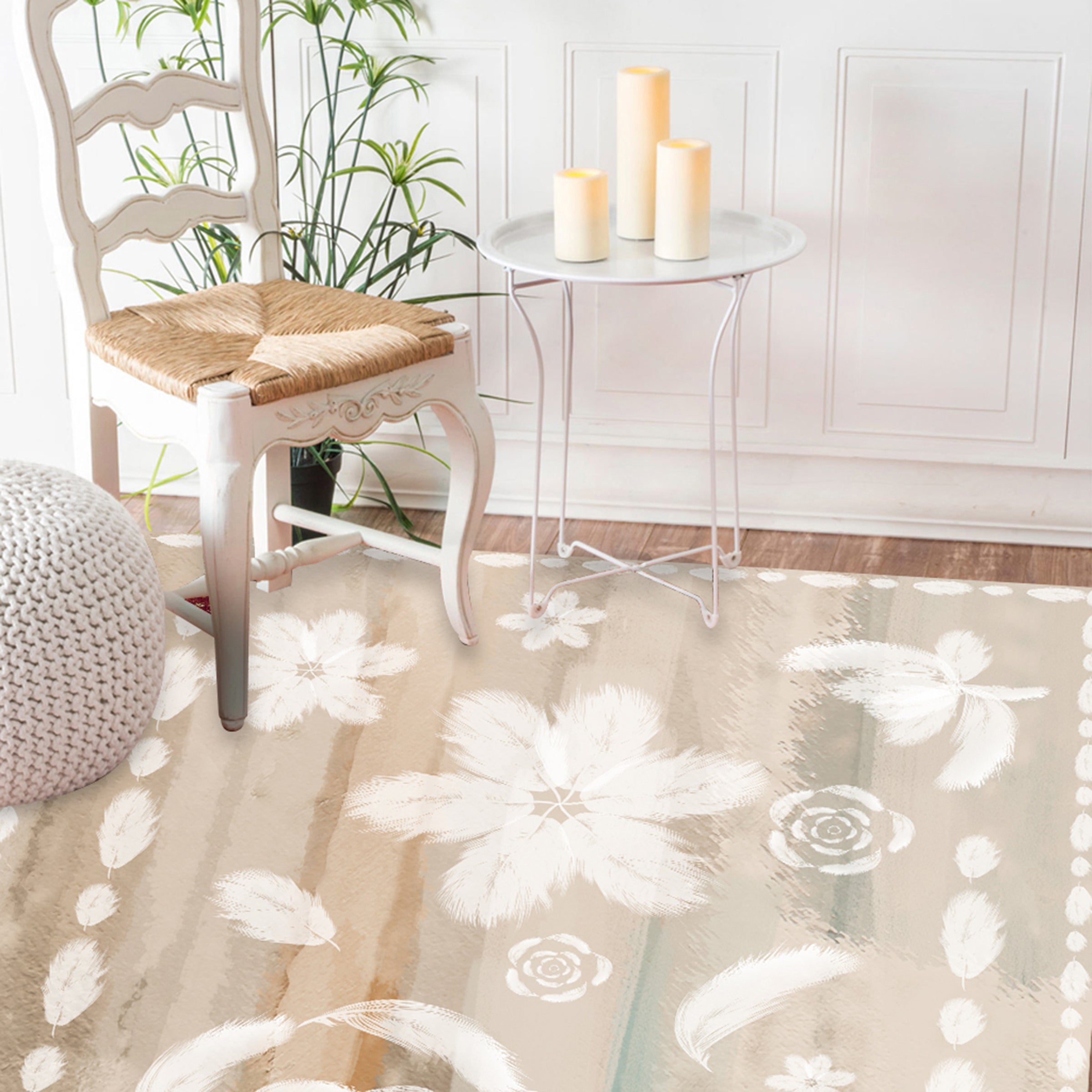 3D White Flowers WG430 Non Slip Rug Mat Mat AJ Creativity Home