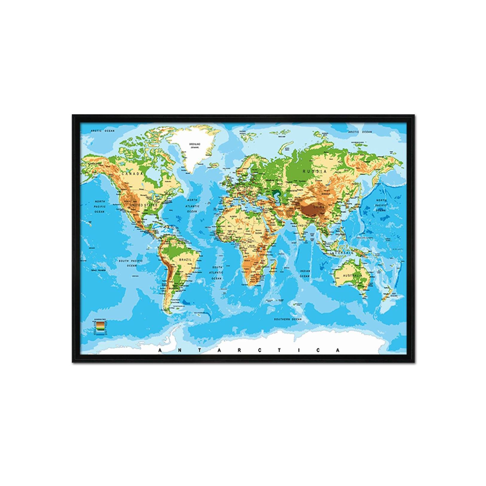 3D World Map 095 Fake Framed Print Painting Wallpaper AJ Creativity Home
