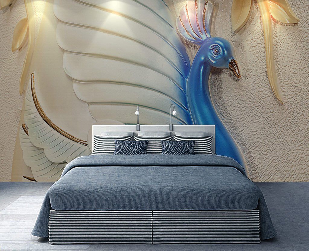3D Blue Peacock 470 Wall Murals Wallpaper AJ Wallpaper 2