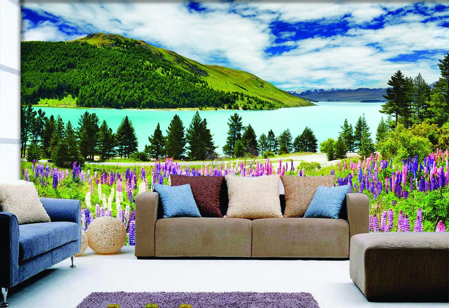 Lakeside Colored Flowers Wallpaper AJ Wallpaper