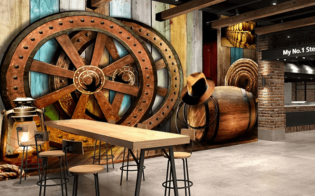 3D Wooden Wheel Casks 79 Wallpaper AJ Wallpaper 2