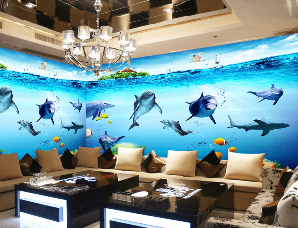 3D Dolphin Group Rainbow 41 Wallpaper AJ Wallpaper 2