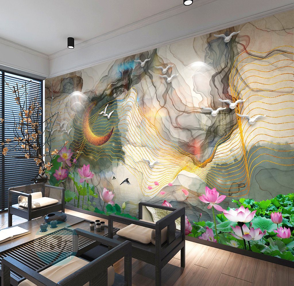 3D Gold Moon 71 Wall Murals Wallpaper AJ Wallpaper 2