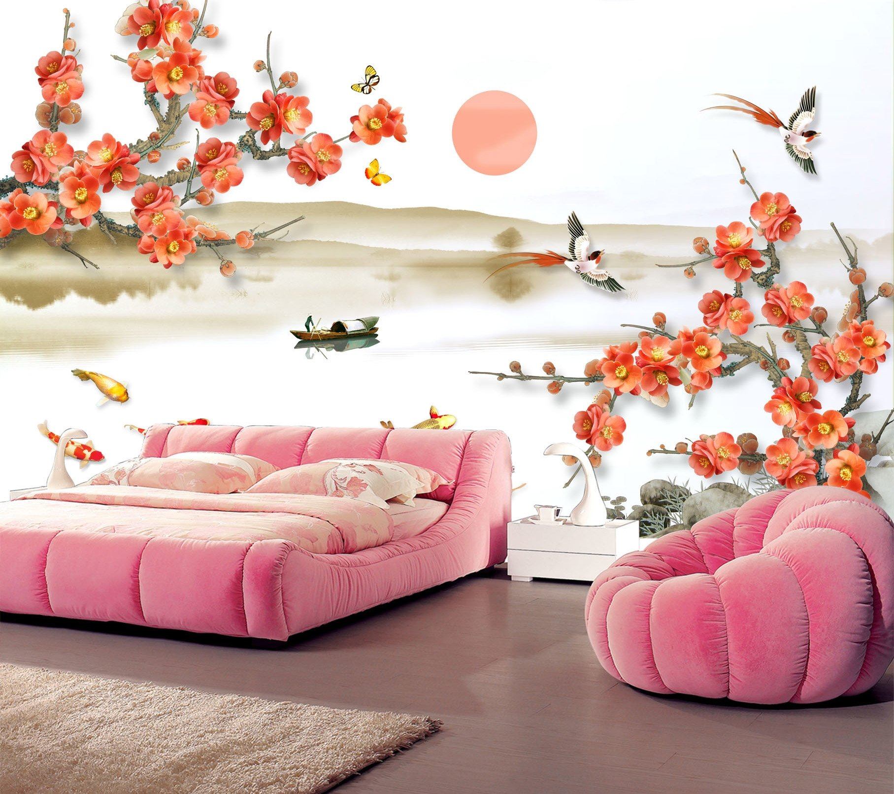 3D Sun Fisherman Flower 286 Wallpaper AJ Wallpaper