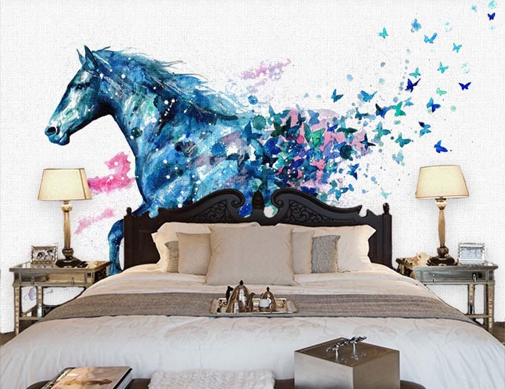3D Blue Horse 223 Wall Murals Wallpaper AJ Wallpaper 2