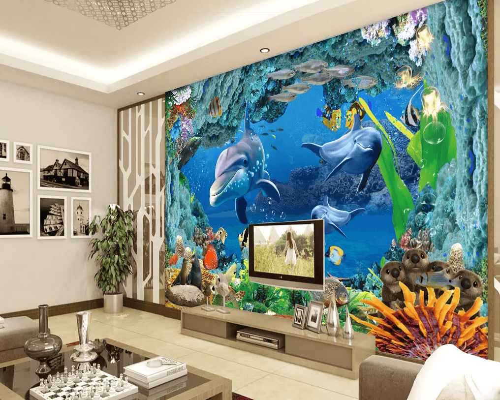 3D Seabed Dolphin 338 Wallpaper AJ Wallpaper 2