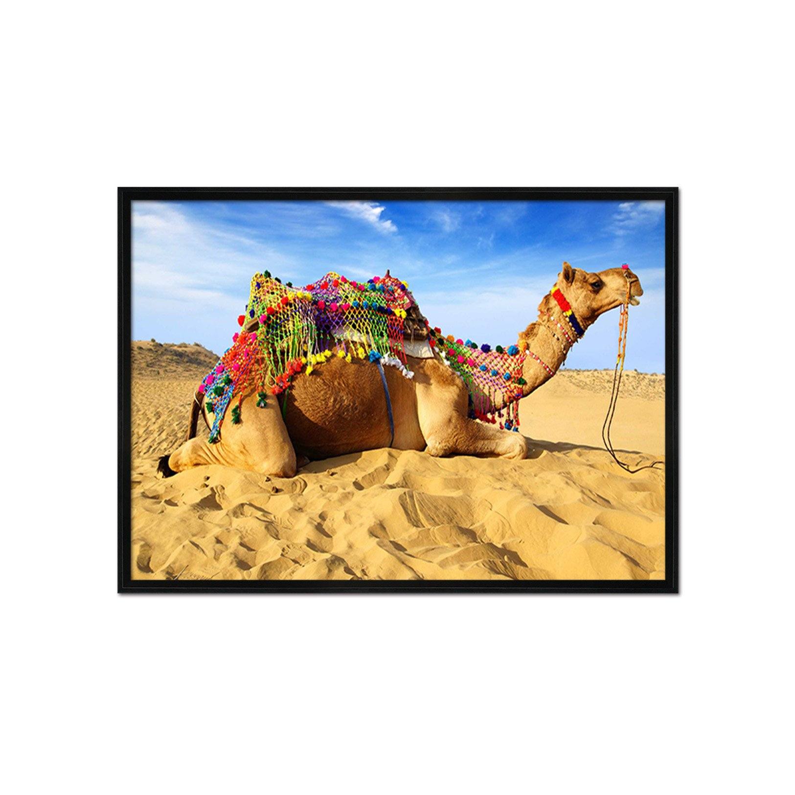 3D Relaxing Camel 058 Fake Framed Print Painting Wallpaper AJ Creativity Home