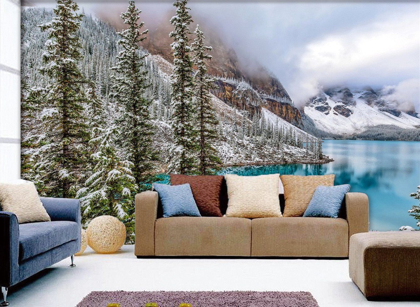 3D Snow Pines Lake 343 Wallpaper AJ Wallpaper