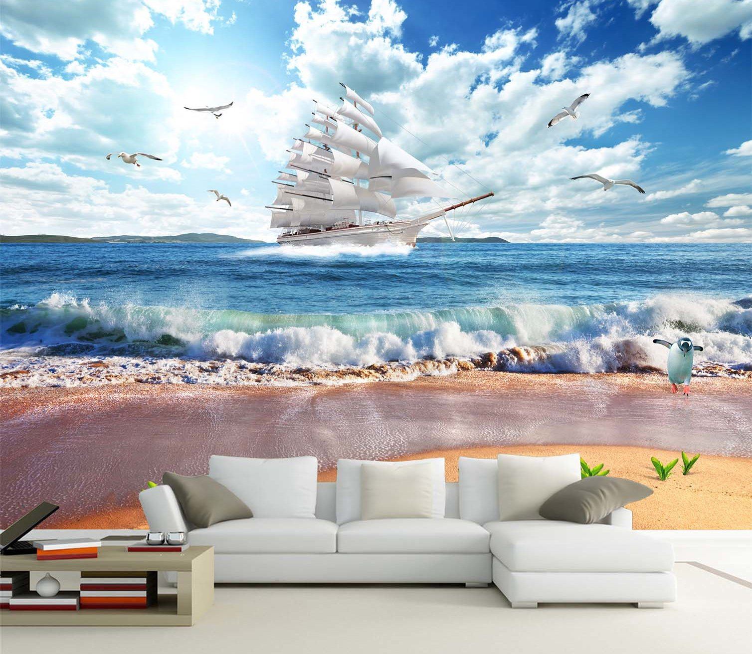 3D Sailing Boat 326 Wallpaper AJ Wallpaper