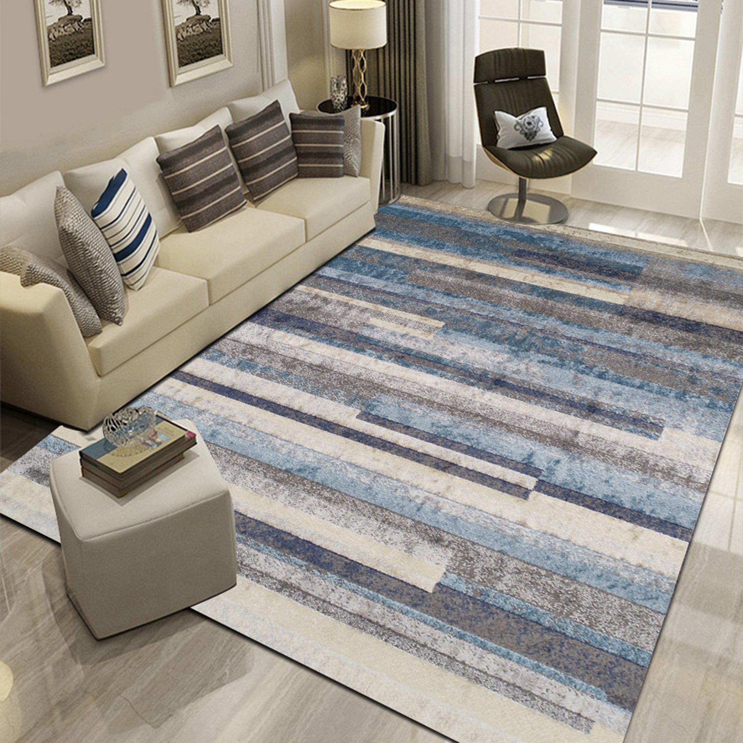 3D Color Stripe WG054 Non Slip Rug Mat Mat AJ Creativity Home
