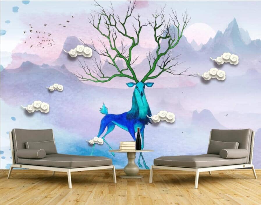 3D Elegant Deer WC808 Wall Murals Wallpaper AJ Wallpaper 2