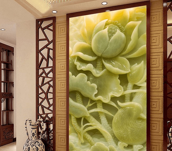 Green Jade Lotus Wallpaper AJ Wallpaper