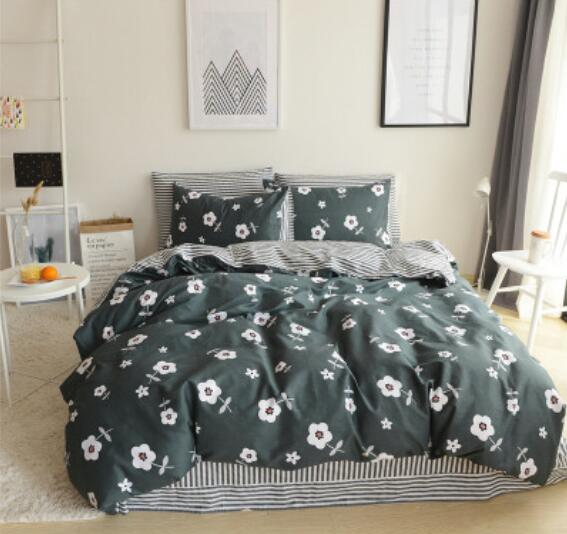 3D Dark Gray Flowers 20289 Bed Pillowcases Quilt