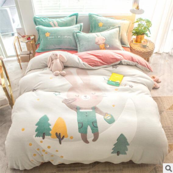 3D Moon Rabbit 14194 Bed Pillowcases Quilt