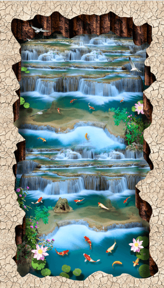 3D Water Curtains Floor Mural Wallpaper AJ Wallpaper 2